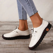 Women's Leather Lace-Up Sneakers Comfortable Casual