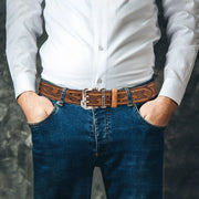 2024 No-buckle Two-Layer Embossed Cowhide Belt
