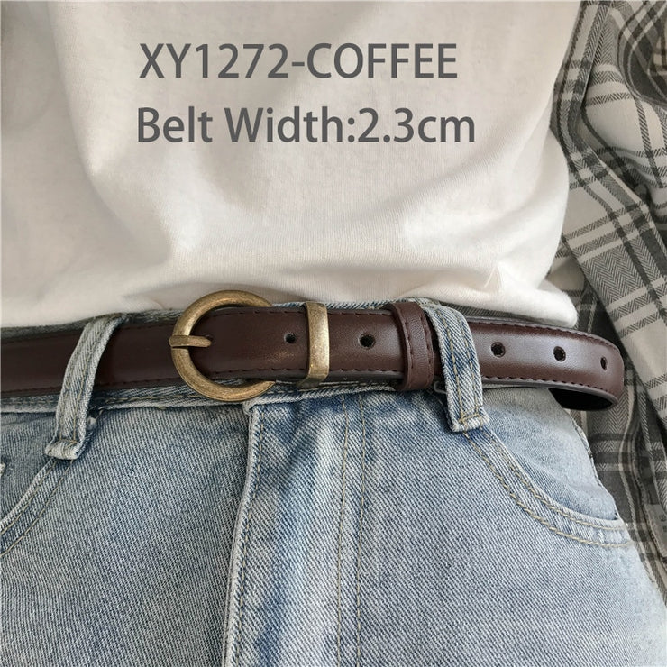 Women Genuine Leather Thin Belts