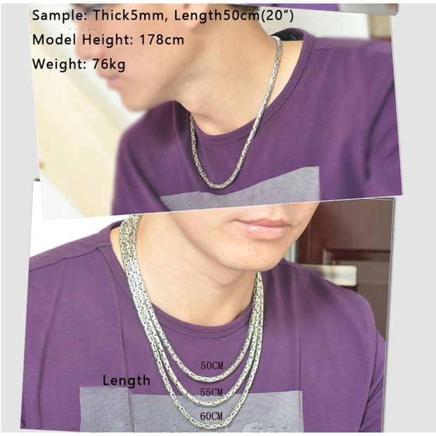 Real Pure 925 Sterling Silver Necklace For Men