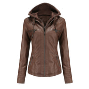 Detachable Two-piece Hooded Leather Jacket