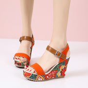 Floral Embroidered Wedge Sandals Summer Chic