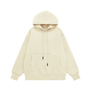 Unisex Fleece-lined Thickened Hooded Solid Color Hoodie