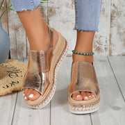 Shiny Fish Mouth Sandals: Fashion Wedges