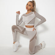 Seamless Yoga Set Knitted Absorbent Long-Sleeved