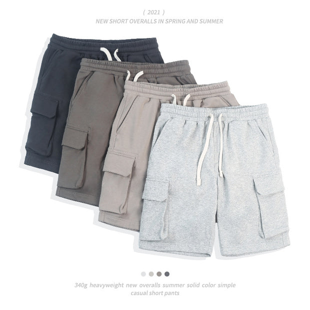 Solid Color Cargo Shorts: Loose Fit