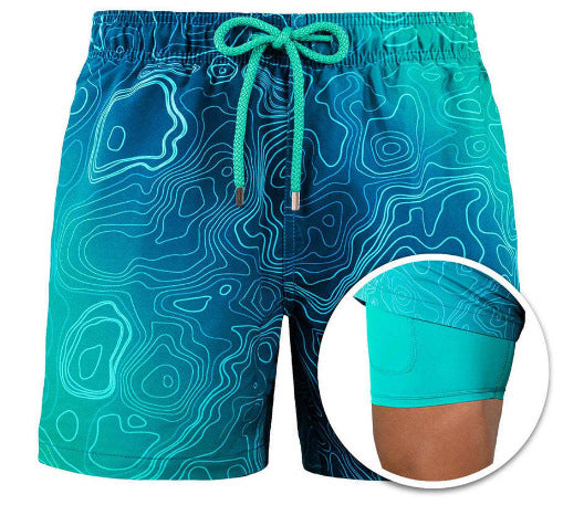 Men's Printed Double Layer Shorts