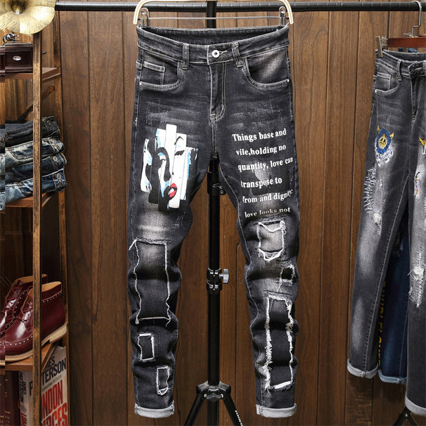 Ripped Men's Jeans Slim Fashion Men's Trousers