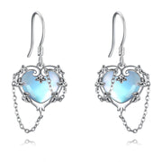 Moonstone Earrings Sterling Silver Witch's Heart