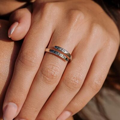 925 Sterling Silver Engraved Bypass Ring