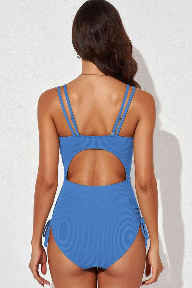 Tied Cutout Plunge One-Piece Swimsuit
