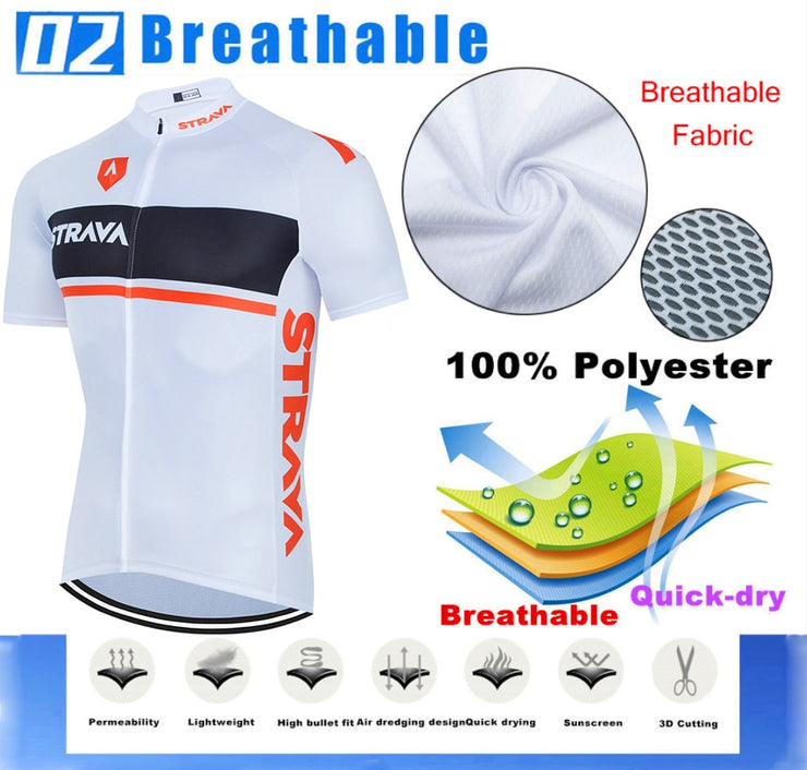 Cycling Jersey 2020 Pro Team STRAVA Summer Cycling Jersey Set Breathable Racing Sport Mtb Bicycle Jerseys Men's Cycling Clothing