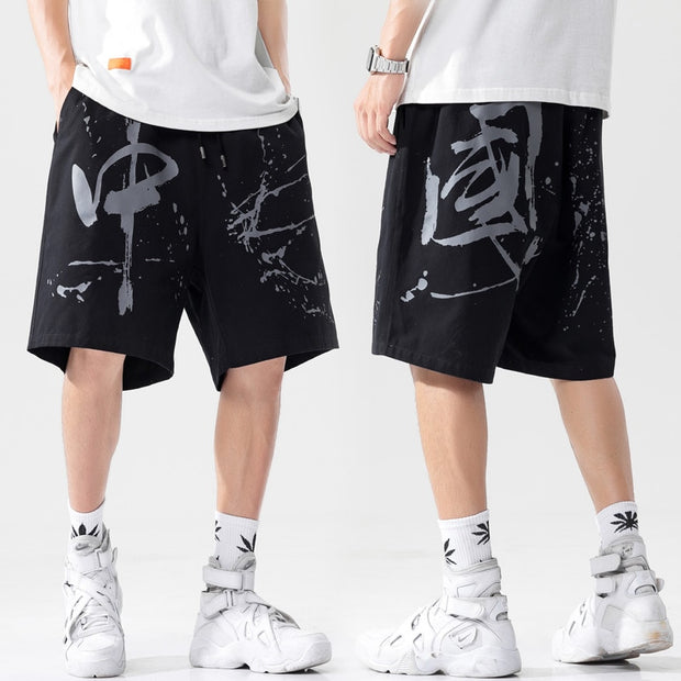 Prowow Summer Casual Men's Shorts Chinese Style Printing Beach Shorts Male 2021 New Loose Streetwear Men Pure Cotton Short Pants