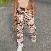 InstaHot Autumn Women Sweatpant Tie Dye Camouflage Trousers Cargo Pantalones 2020 Casual Streetwear Loose Female Cotton Capris