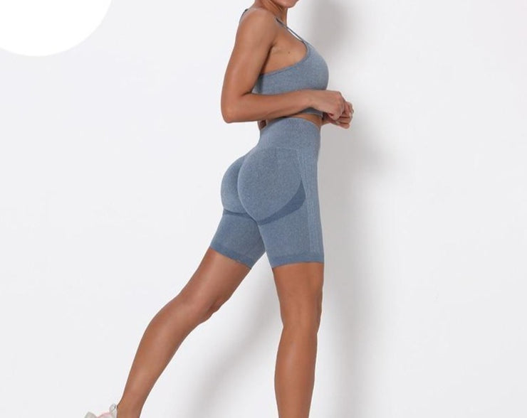 Peeli Seamless Yoga Set Gym Fitness Clothing for Women Sports Suit Set Sports Bra Running Push Up Shorts Seamless Workout Set
