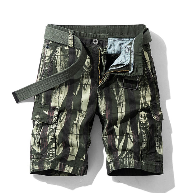 Luulla Men Summer New Fashion Hip Hop Print Cotton Cargo Shorts Men Casual Pockets Outwear Zipper Safari Style Cargo Shorts Men