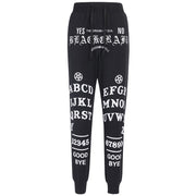 InstaHot Black Gothic Punk Letter Printed Legging Tapered Carrot Pants 5%Spandex Streetwear Women  Cotton Jogger Casual Trousers