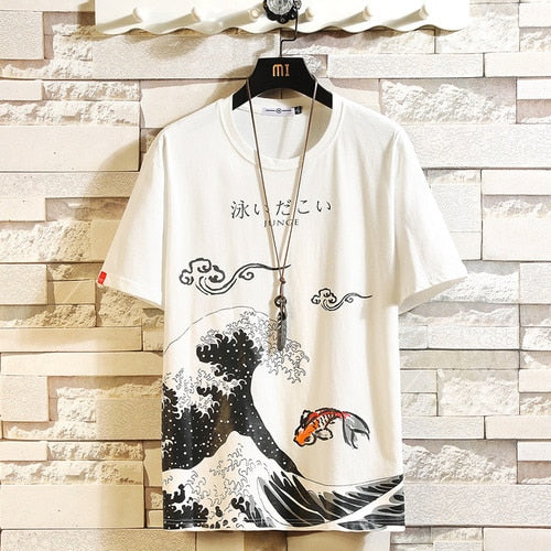 Funny Anime Print Oversized Men T Shirt Hip-Hop Cotton T-shirt O-neck Summer Japanese Male Causal Tshirts 5XL Fashion Loose Tees