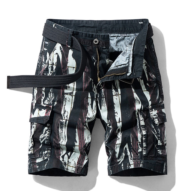 Luulla Men Summer New Fashion Hip Hop Print Cotton Cargo Shorts Men Casual Pockets Outwear Zipper Safari Style Cargo Shorts Men
