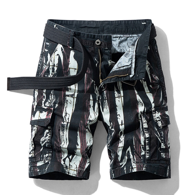 Luulla Men Summer New Fashion Hip Hop Print Cotton Cargo Shorts Men Casual Pockets Outwear Zipper Safari Style Cargo Shorts Men