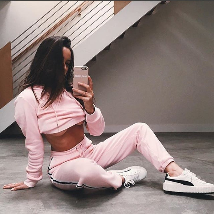 Ropa Deportiva Mujer Fall Clothes Hooded 2019 Two Piece Set Crop Top And Pants Tracksuit Women Suit Jogging Sport Matching Sets