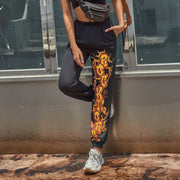 InstaHot Women Sweatpant Flame Printed Black Trousers Cargo Pant 2020 Fashion Streetwear Gothic Female Pantalones Loose Jogger
