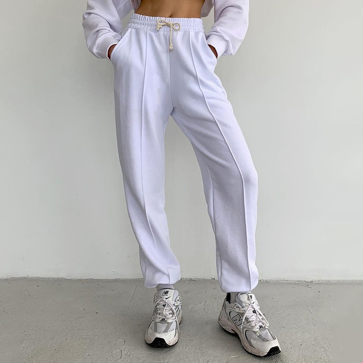 InstaHot Women Sweatpant Cotton Drawstring Solid Gray Purple Basic Trousers Soft Jogger Loose Female Pantalones 2020 Leisure