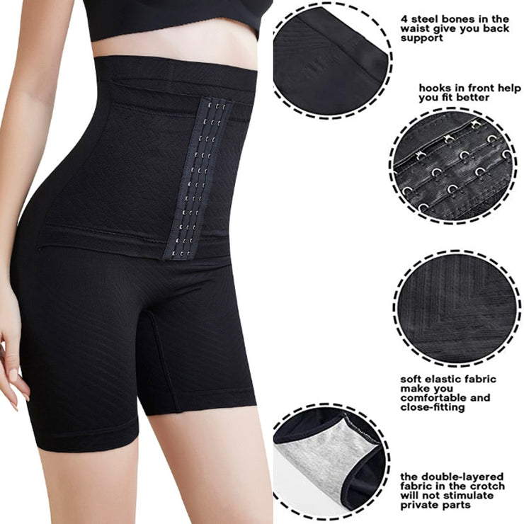 LAZAWG Butt Lifter body shaper firm belly control Shapewear High Waist Shorts Mid Thigh Slimmer Girdle Panties with Hook
