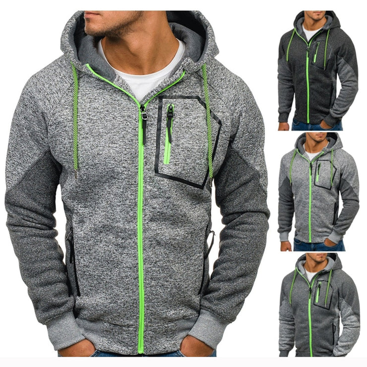 Covrlge Men's Hoodies Patchwork Sweatshirt 2019 New Hot Sale Raglan Hoody Autumn Winter Men's Zipper Sportswear Hoodie MWW180