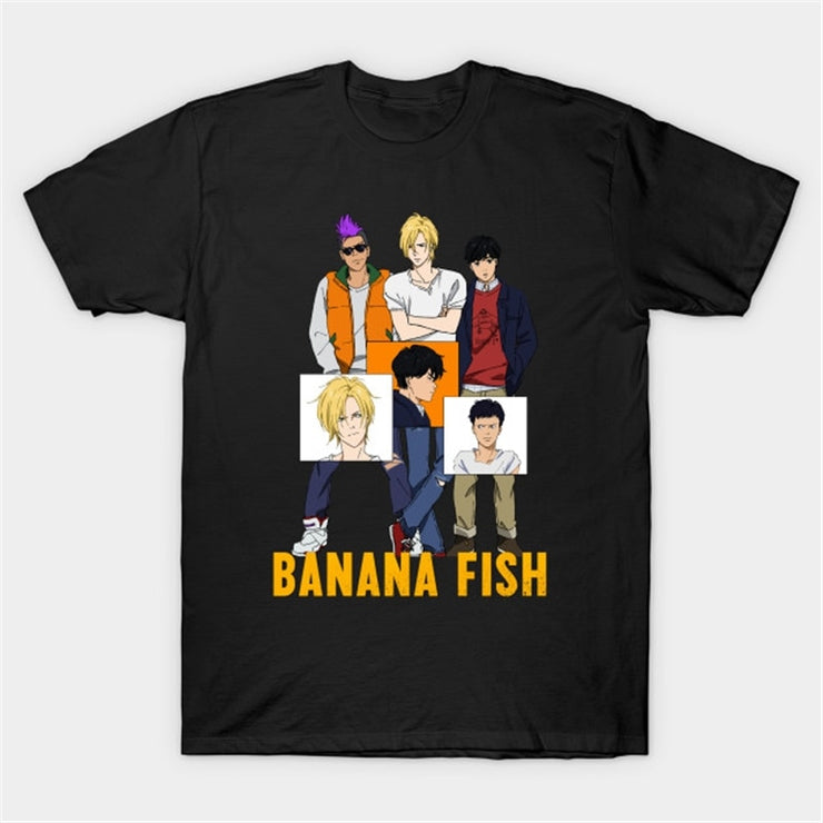 Banana Fish Ash Lynx Eiji Okumura Anime T-Shirt Men Women Casual Sport Tee Cotton Casual Streetwear Funny Cartoon Graphic Tops