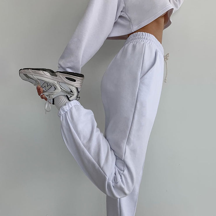 InstaHot Women Sweatpant Cotton Drawstring Solid Gray Purple Basic Trousers Soft Jogger Loose Female Pantalones 2020 Leisure