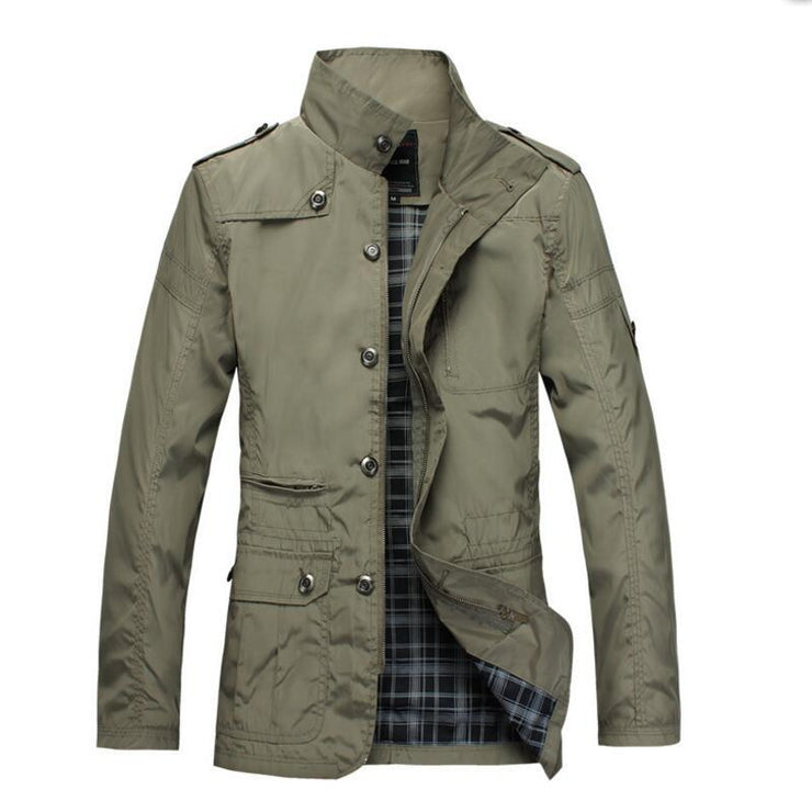 Men's Stylish Solid Jackets Military Button Up Stand