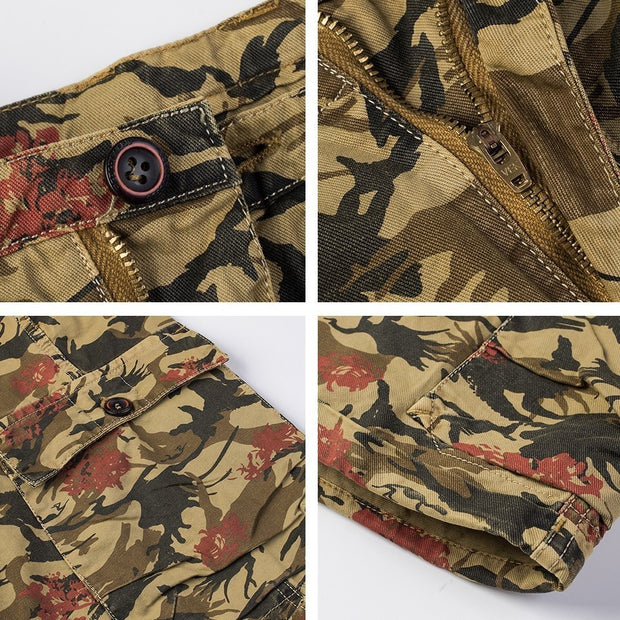 Luulla Men Summer New Cotton Shorts Pants Men Casual Loose Patchwork Camouflage Printing Beach Cargo Shorts Roupa Masculina Men