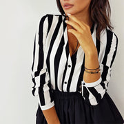 2019 New Blouse Women Casual Striped Top Shirts Blouses Female Loose Blusas Autumn Fall Casual Ladies Office Blouses Top Sexy