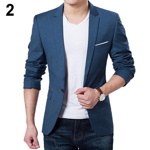 Men Blazers Slim Autumn Suit Blazer Business Formal Party Male Suit One Button Lapel Casual Long Sleeve Pockets Top Plus Size