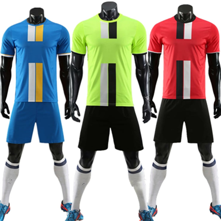 ZMSM Kids Adult Soccer Jersey Set Survetement Football Kit Men Child Football Training Uniform Vertical Stripes Tracksuit DN8103