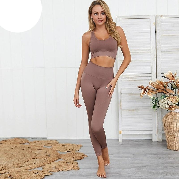 2 Piece Gym Set Workout Clothes for Women Seamless Set Sports Bra and Leggings Yoga Set Fitness Sports Suit Athletic Sportswear