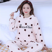 Winter Women's Warm Sleepwear Cartoon Sweet Pajamas Set Soft Flannel Top Pyjamas Long Pant Casual Mom 2020 Homewear Big Size Pjs