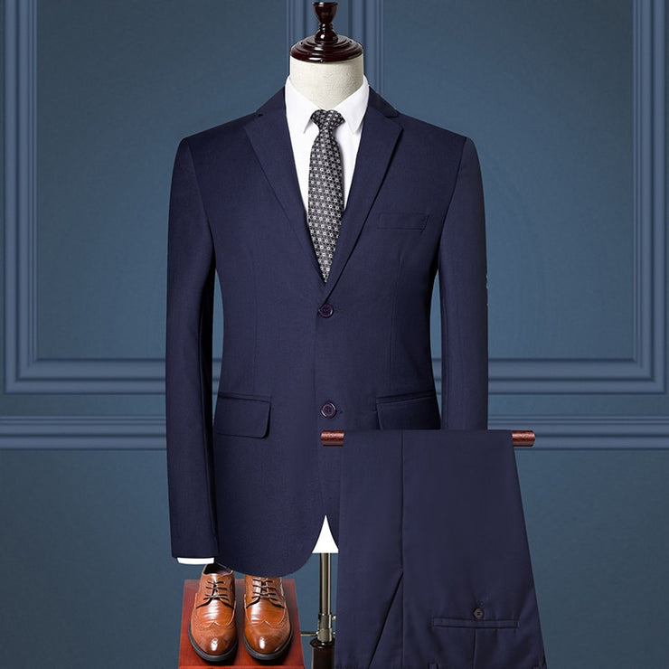 Formal Business Office Men Suit Slim Fit Two Pcs Set