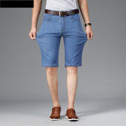 Summer Men's Thin Short Jeans Business Fashion Classic Style Light Blue Elastic Force Denim Shorts Male Brand Clothes
