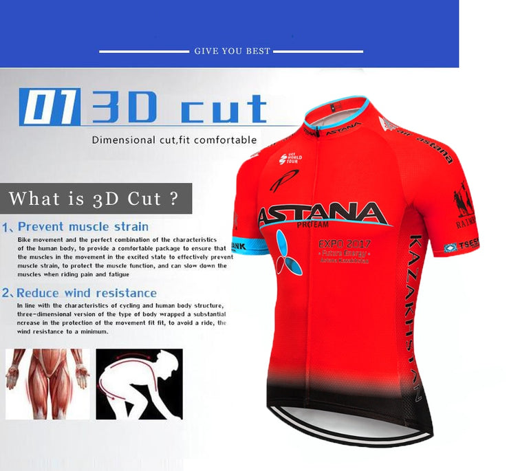 New 2019 Red Astana Cycling team jersey 9D bike shorts set Quick Dry Mens Bicycle clothes team pro BIKE Maillot Culotte
