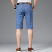 Summer Men's Thin Short Jeans Business Fashion Classic Style Light Blue Elastic Force Denim Shorts Male Brand Clothes