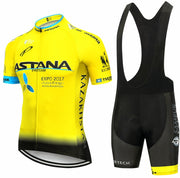 New 2019 Yellow Astana Cycling team jersey 9D bike shorts set Quick Dry Mens Bicycle clothes team pro BIKE Maillot Culotte