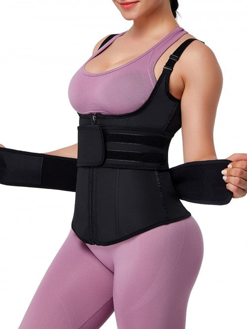 Women Body-Hugging Black Upgrade Durable Zipper Vest Shaper 9 Steel