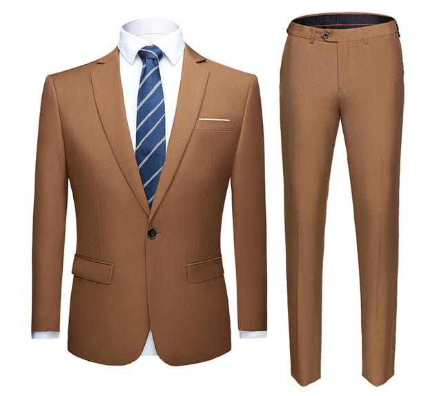 Men Business Dress Wedding Groom Suit Coat Blazers & Pants