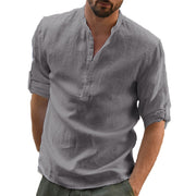 Mens Casual Blouse Cotton Linen Shirt