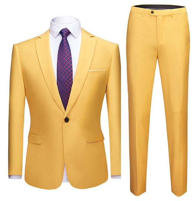 Men Business Dress Wedding Groom Suit Coat Blazers & Pants