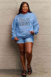 Simply Love Full Size FREEZIN' SEASON Graphic Sweatshirt