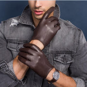 Men's thin Genuine Leather fit Gloves Male Breathable soft Fashion Classic Goatskin - FIVE TIGERS 