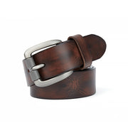 Five Tigers Men's Belt Top Natural Genuine Leather Sturdy Buckle